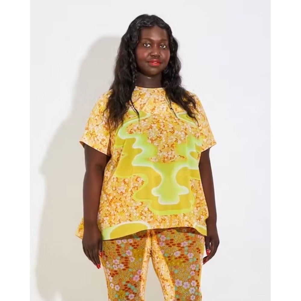 Tamara Malas Retro Yellow Tala Top – 14/16 Plus size 70s Inspired Psychedelic